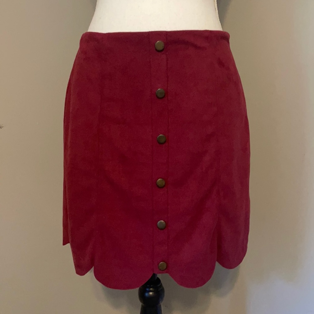 LC Lauren Conrad Faux Suede Burgundy Skirt